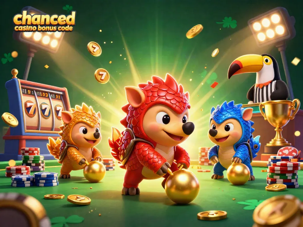 Engage with the dynamic scene featuring pangolins and chanced casino bonus code visuals that illustrate gaming excitement.
