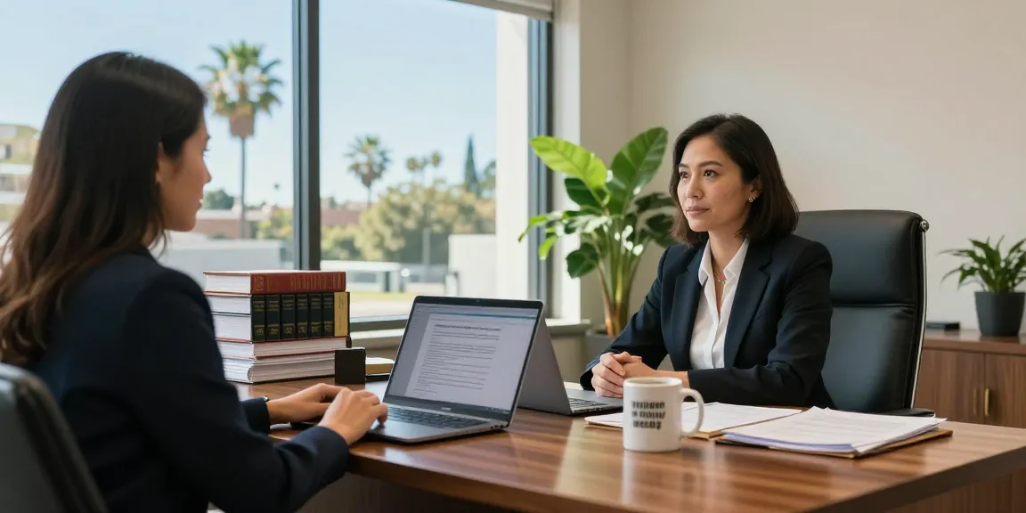 Slip and fall lawyer California consulting with a client in an inviting office