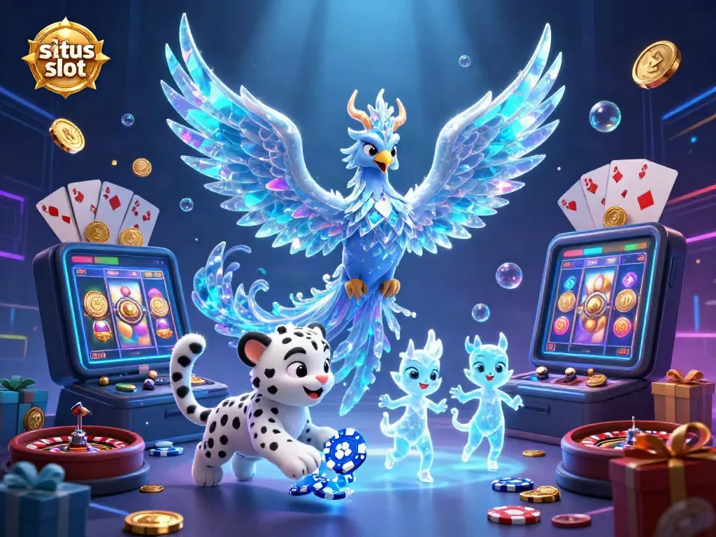 Experience the thrill of situs slot with a dynamic 3D illustration showcasing captivating casino elements.