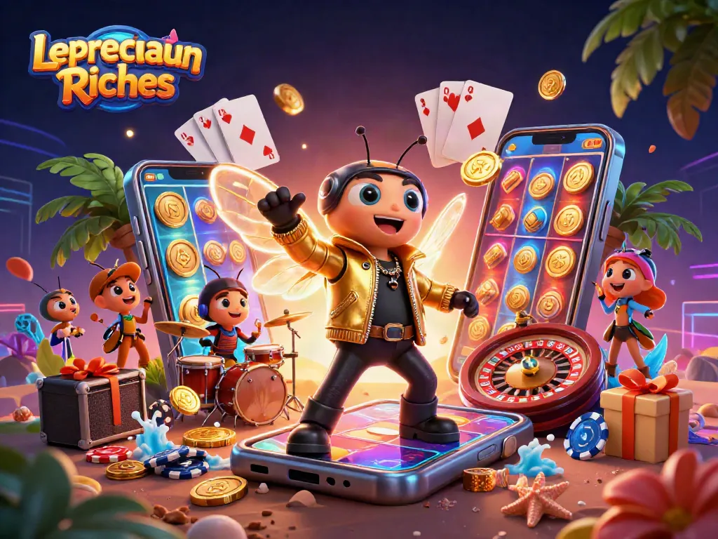 Leprechaun Riches charms players with a vibrant 3D casino scene showcasing exciting games and characters.