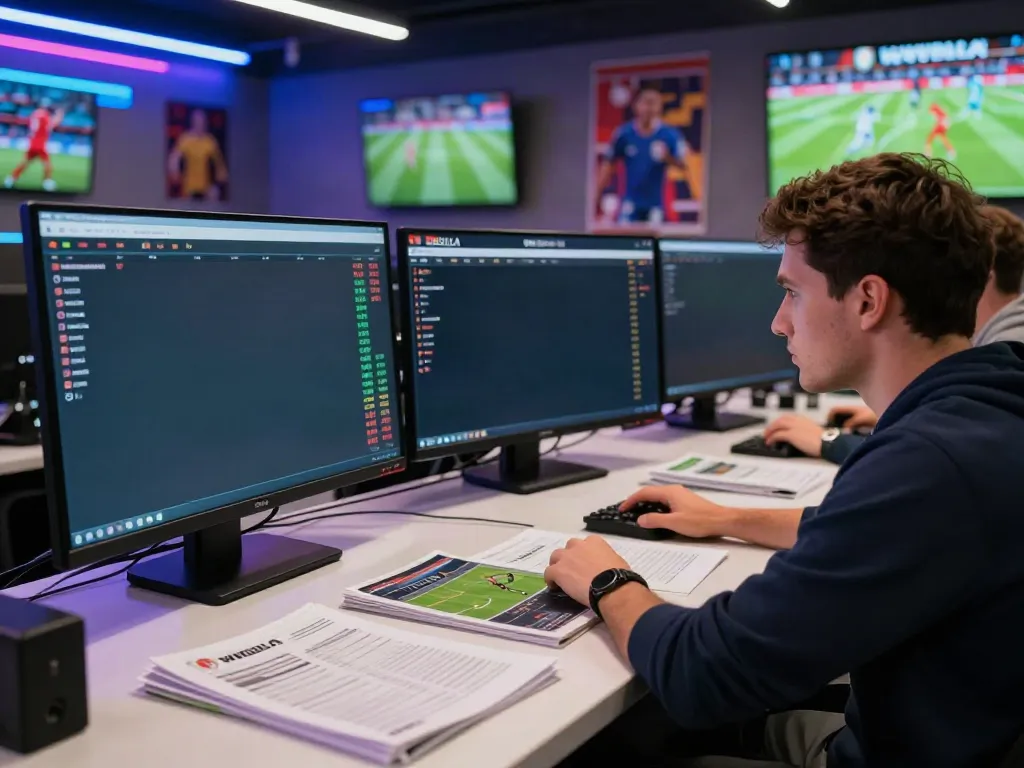 WWBOLA betting scene with live soccer statistics and enthusiastic player