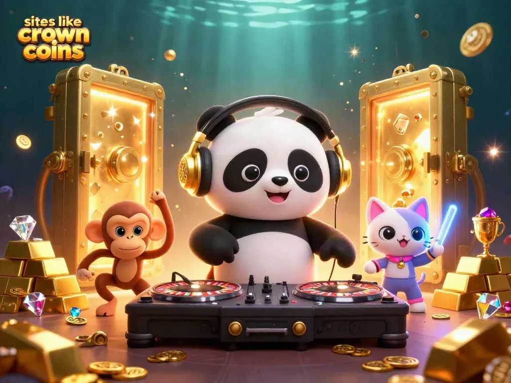 Experience the excitement of sites like crown coins with vibrant 3D characters and casino elements.