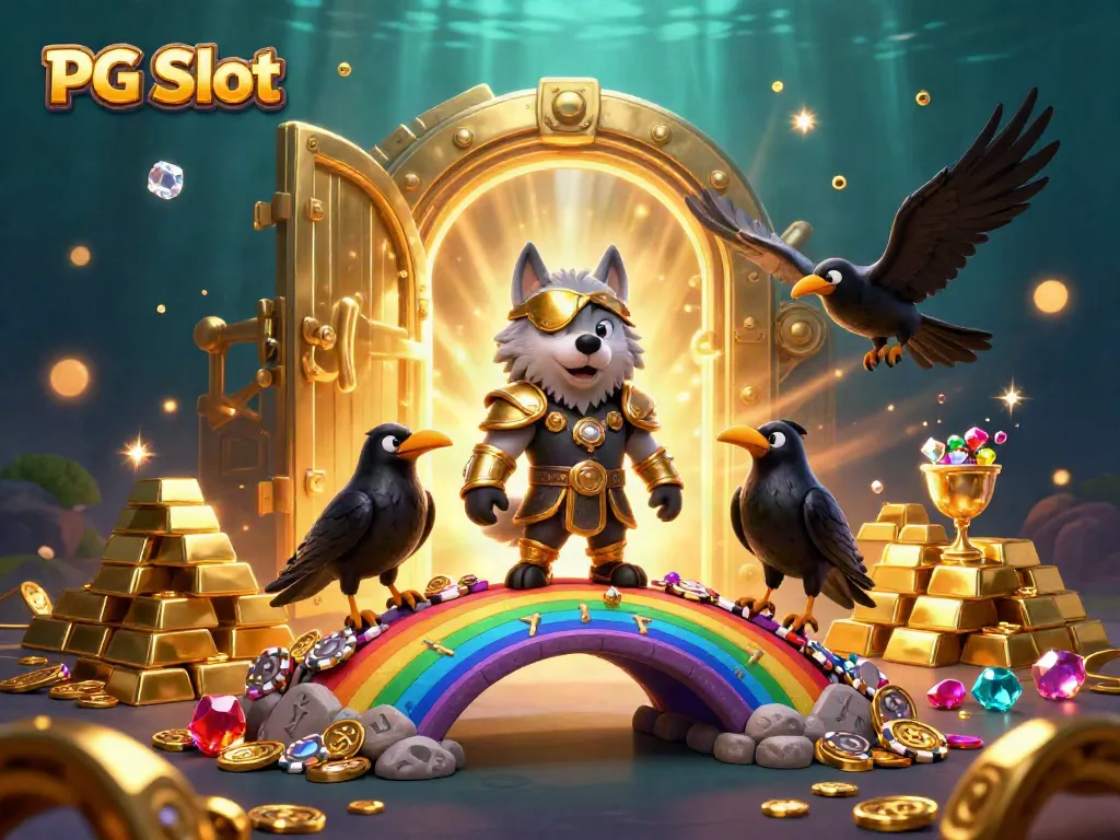 Menangkan PG Slot dengan simbol keberuntungan yang memukau di dalam ilustrasi kasino.