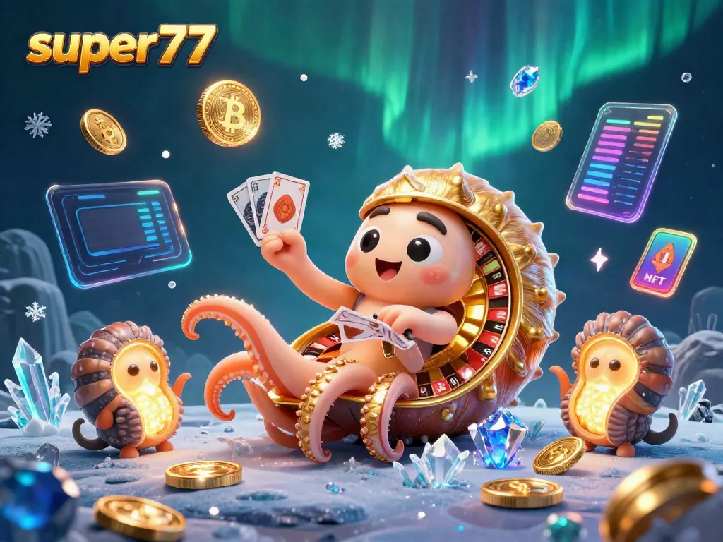 Engage in thrilling gameplay with super77, illustrated as a vibrant underwater scene with a giant nautilus and digital coins.