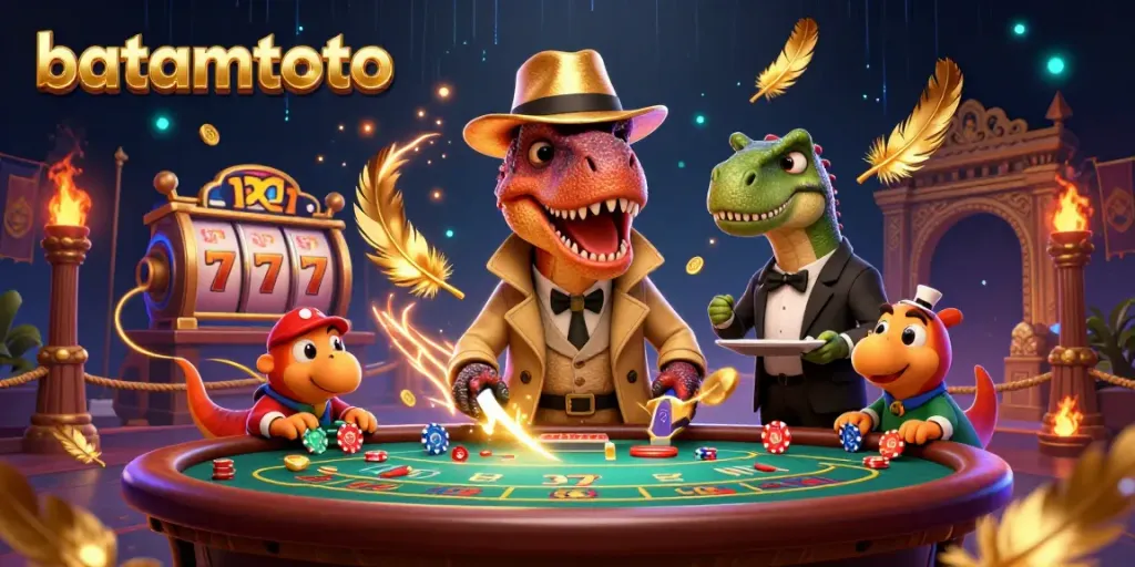 Experience thrilling gaming action at batamtoto with a sly velociraptor counter at a blackjack table.