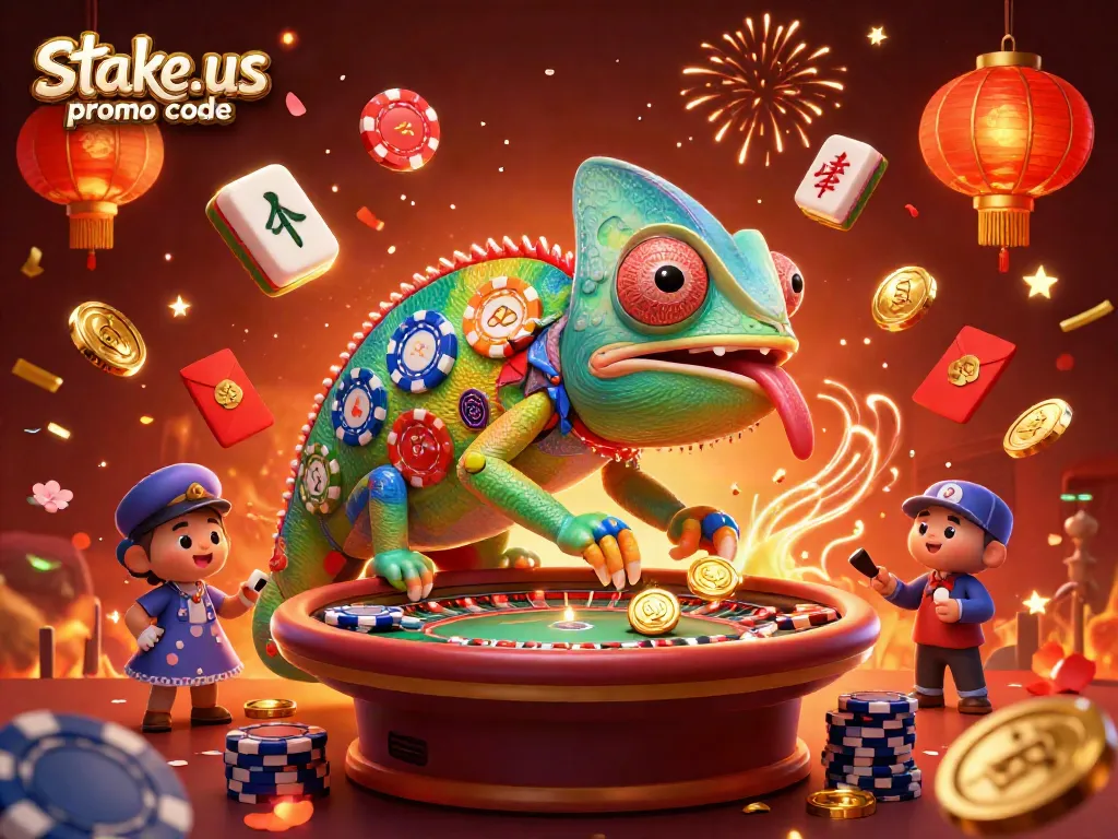 Get winning rewards with the stake.us promo code in this vibrant casino celebration scene.