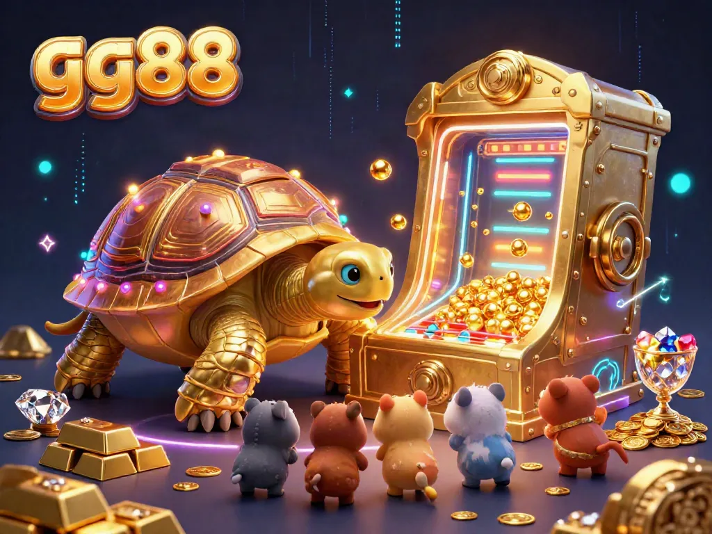 Explore the thrilling world of gg88 as exciting golden tortoises play in a vibrant casino setting.