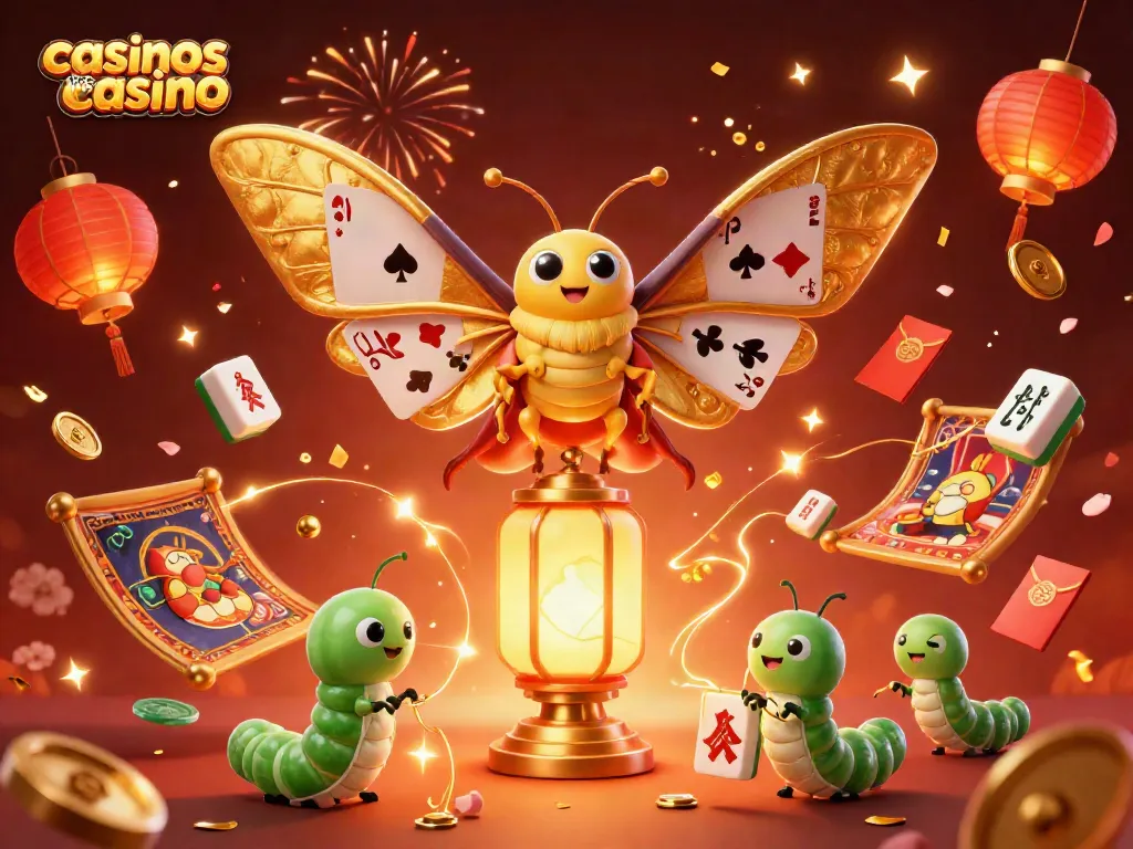 Experience exciting gameplay in casinos like wild casino featuring vibrant illustrations of a 3D moth and casino-themed elements.