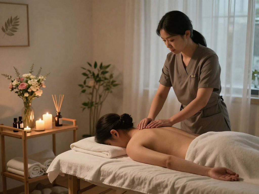 Enhance relaxation with 천호출장안마 in a calming home massage setting.
