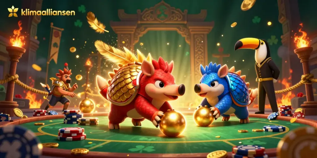 Experience thrilling rolls of golden balls and poker chips in a vibrant klimaalliansen gaming scene.