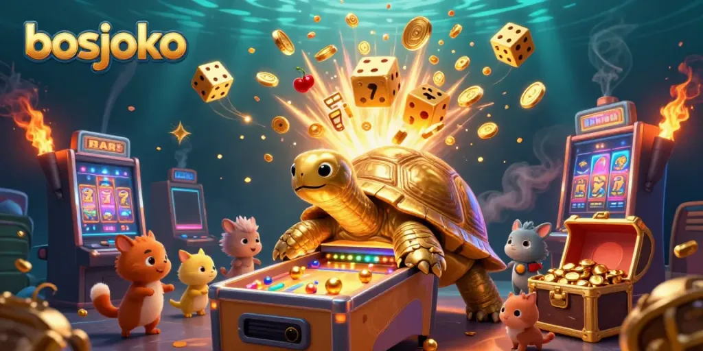 Experience the thrill of bosjoko with this vibrant 3D casino scene, showcasing exciting gaming elements.