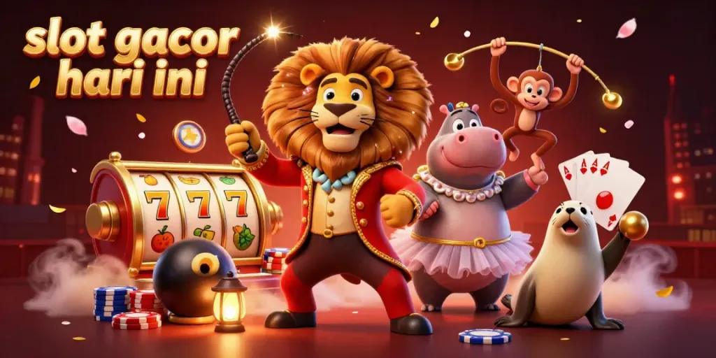 Experience high-energy action with slot gacor hari ini featuring a circus scene with vibrant characters.