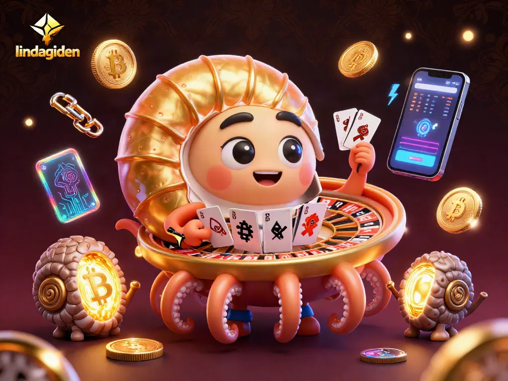 Experience immersive online poker strategy with the vibrant, 3D illustration of lindagilden showcasing crypto elements.