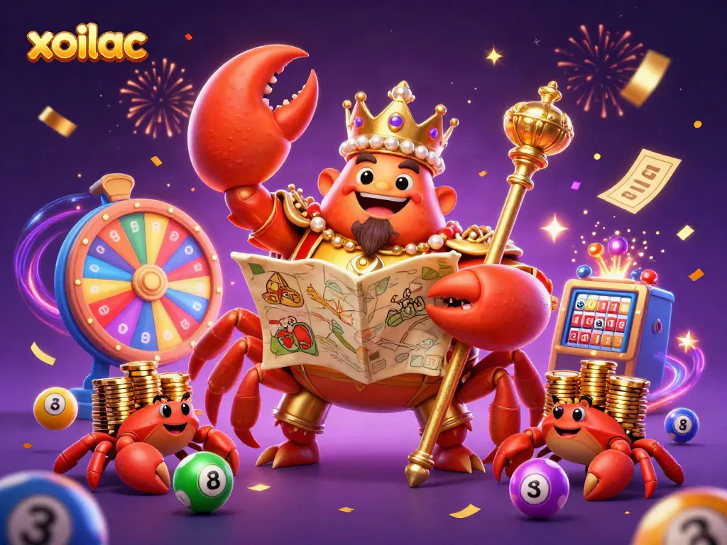 Xoilac captures excitement in a vibrant gambling scene filled with joyful energy and colorful elements.
