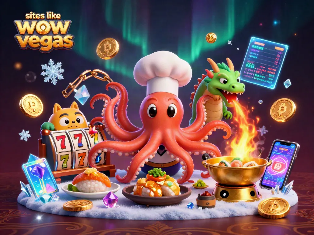 Play thrilling games at sites like wow vegas with a vibrant 3D casino illustration.