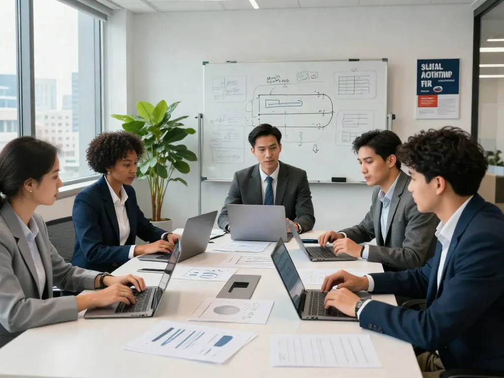This website showcases a team collaborating in a modern office, enhancing productivity.