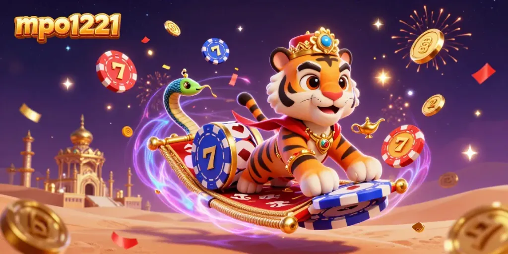 Engage with mpo1221’s thrilling slot experience featuring a whimsical tiger sultan and dynamic game elements.