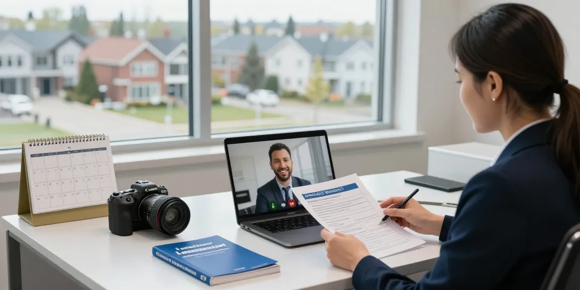 Property management Edmonton office, showing a manager engaging with tenants and reviewing applications.