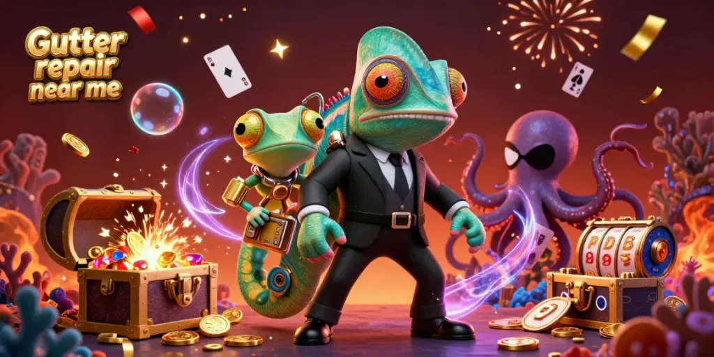 Engage in Gutter repair near me action with vibrant casino elements in a dynamic casino setting.