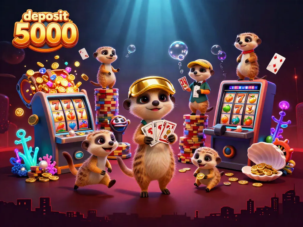 Engage with deposit 5000 at a vibrant meerkat-run casino scene full of alerts and excitement.