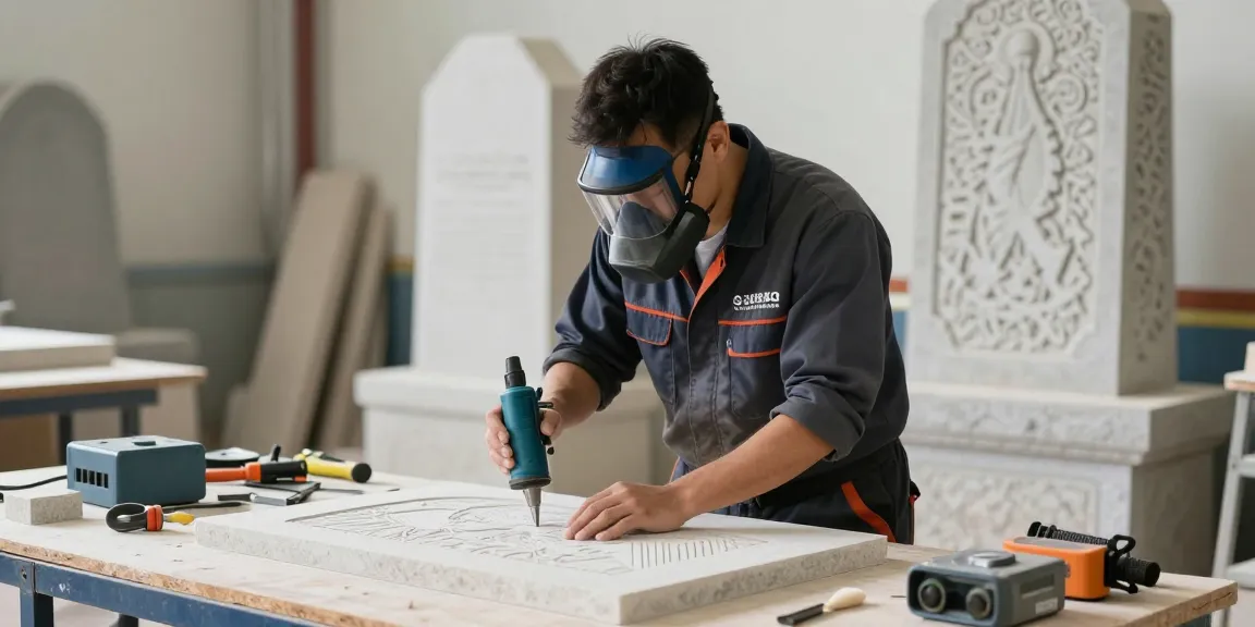 Professional contractor with a sandblasting mask ensuring quality service for local projects.