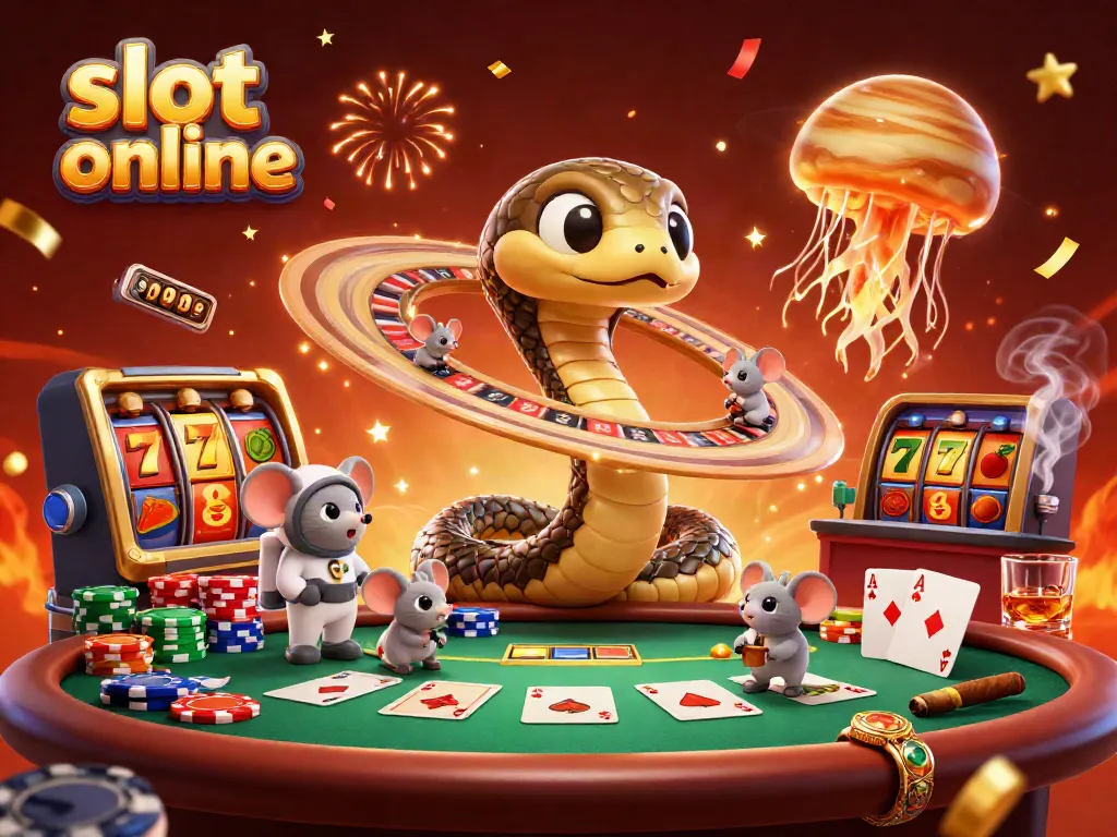 Experience captivating gaming vibes with this dynamic scene of slot online action featuring cosmic characters.