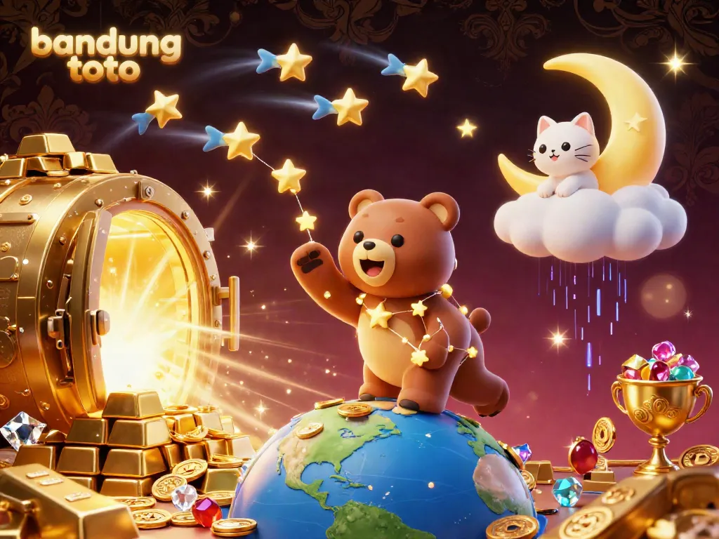 Engage with bandung toto's vibrant scene, showcasing a constellation bear and treasures amidst a dazzling night sky.