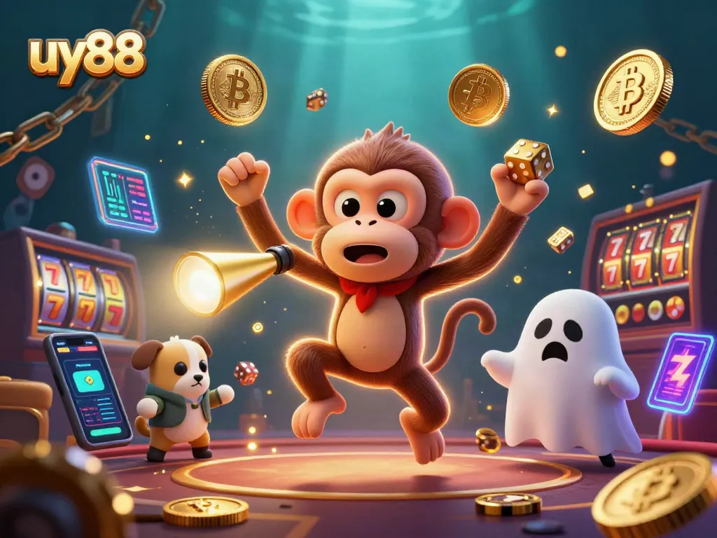 Engage in the thrilling chase of uy88 as a poltergeist monkey juggles winnings in a haunted casino.