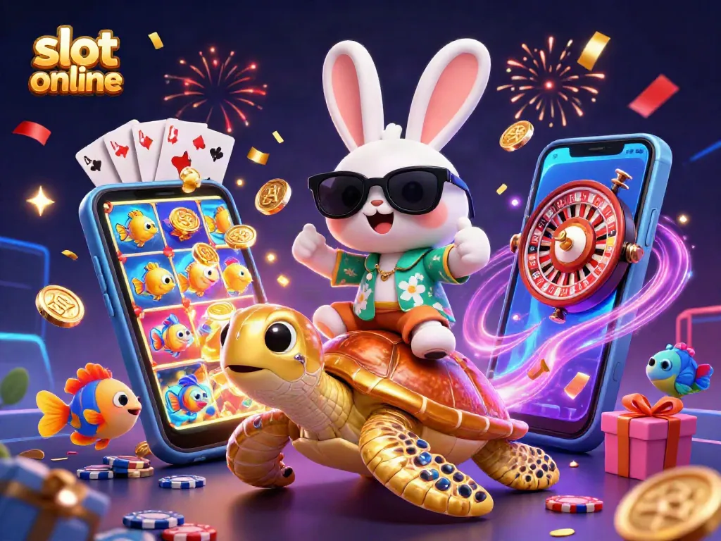 Spin and win big with slot online games, featuring a lucky rabbit and a golden sea turtle!