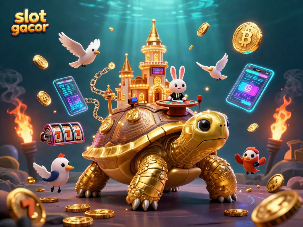 Experience immersive slot gacor action with exciting characters and casino elements in a vibrant, detailed illustration.