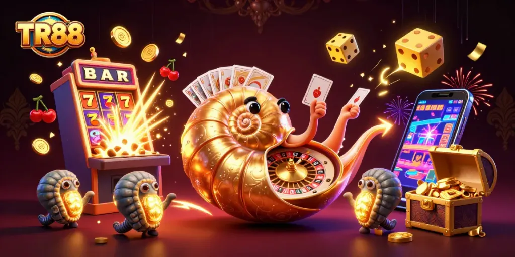 Experience thrilling moments with TR88 at the casino, featuring a vibrant 3D scene of excitement.