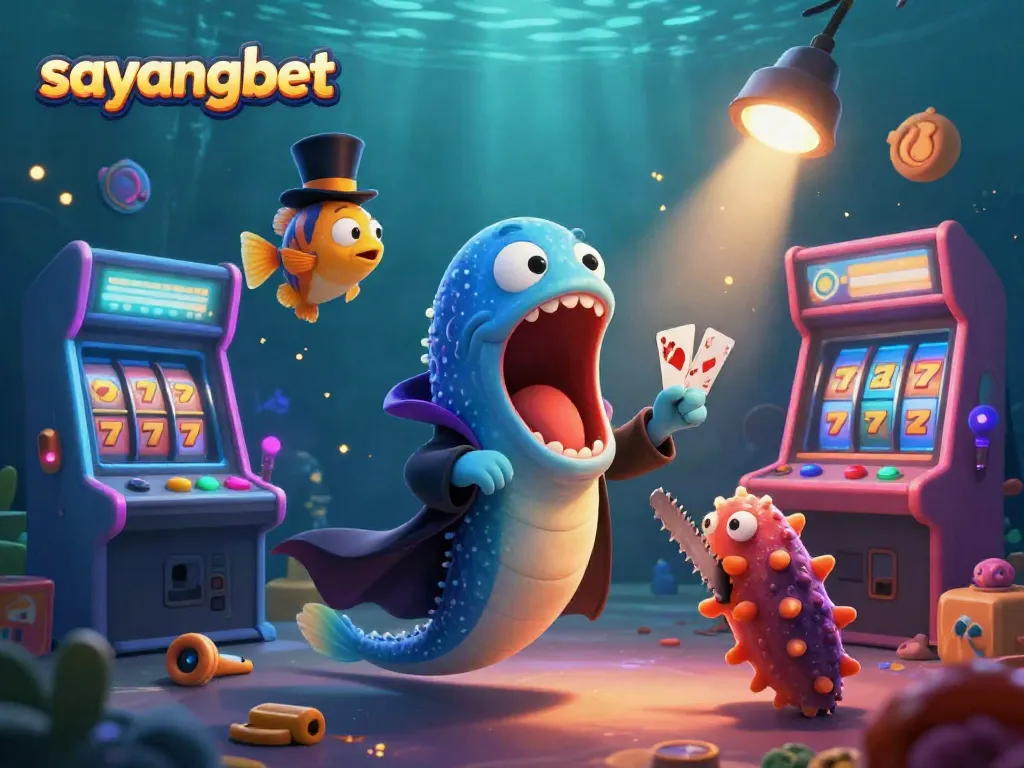 Experience the magic of sayangbet with a vibrant 3D casino scene featuring enchanting sea creatures and casino elements.