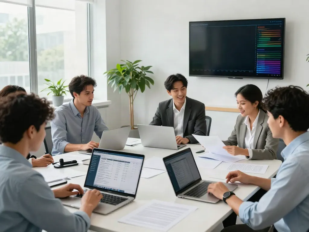 Collaboration scene of tax professionals in a modern workspace illustrating how to Become a service bureau.