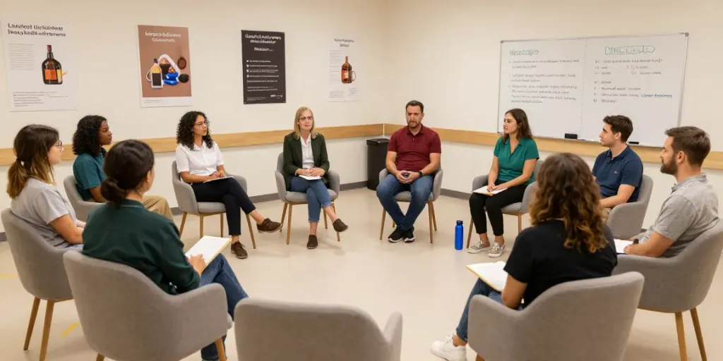 Sessions zur MPU wegen Alkohol in einem modernen Rehabilitationszentrum.