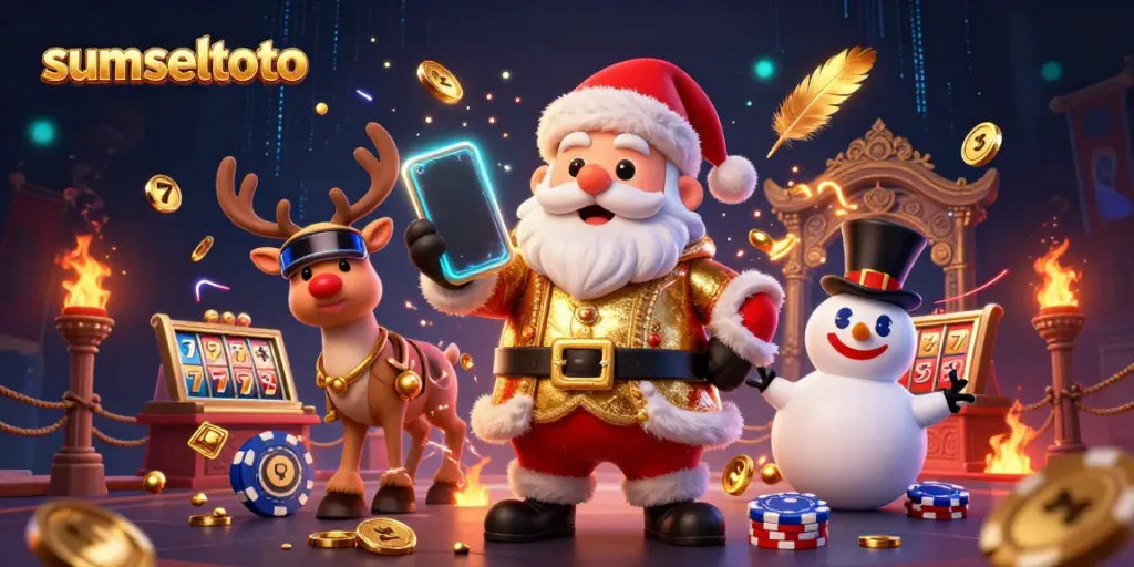Engage with sumseltoto’s vibrant casino world through Santa and friends, showcasing jackpot slots and festive cheer.
