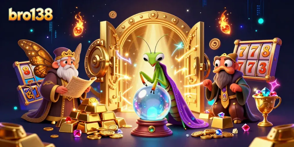 Experience the enchanting casino vibes with bro138 as fortune tellers and treasures come alive in this captivating scene.