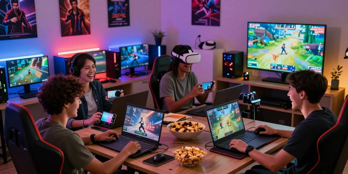Online gaming community enjoying diverse games, highlighting https://www.benmillerband.com/ vibrant atmosphere and modern setups.
