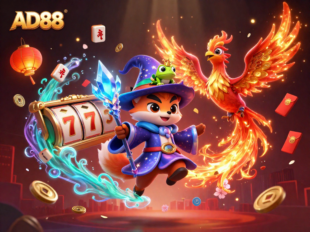 Engage in thrilling gameplay at AD88 with vibrant slot games and magical characters.