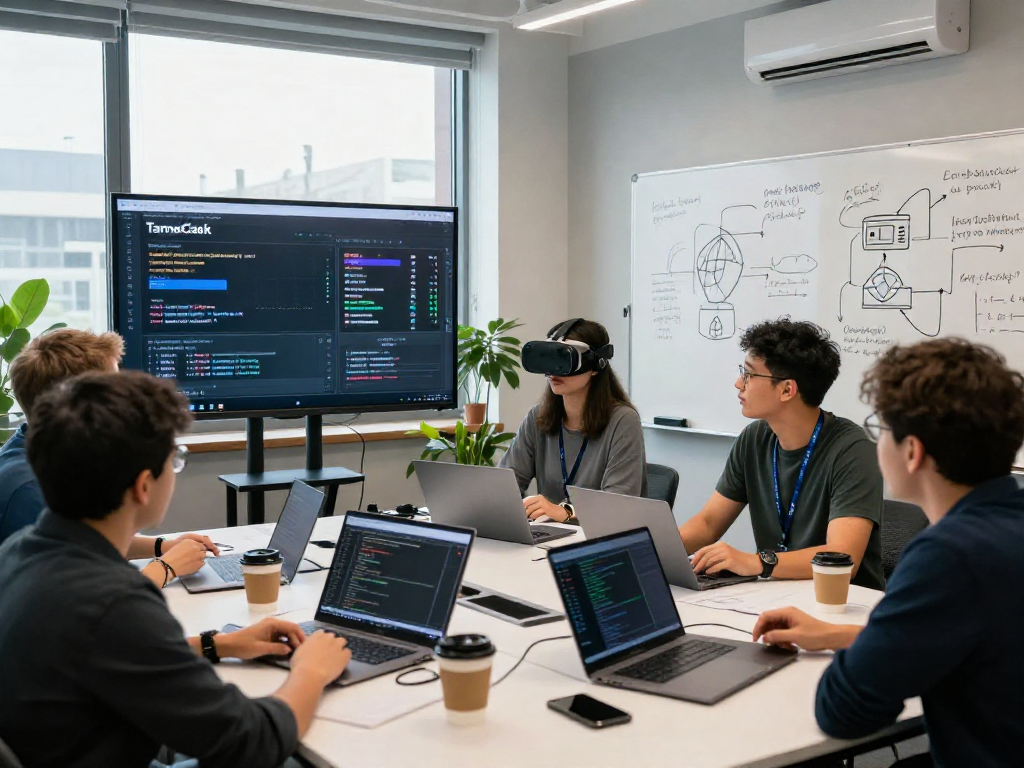 Workshop scene showcasing Tornado Cash privacy protocol development in a collaborative tech environment with diverse participants.