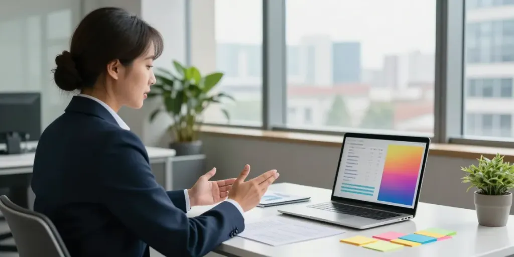 Expert accountant consulting at a modern desk, highlighting an accounting firm Australia.